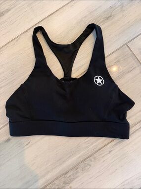 Savage Barbell Black Racerback Sports Bra with Star Emblem